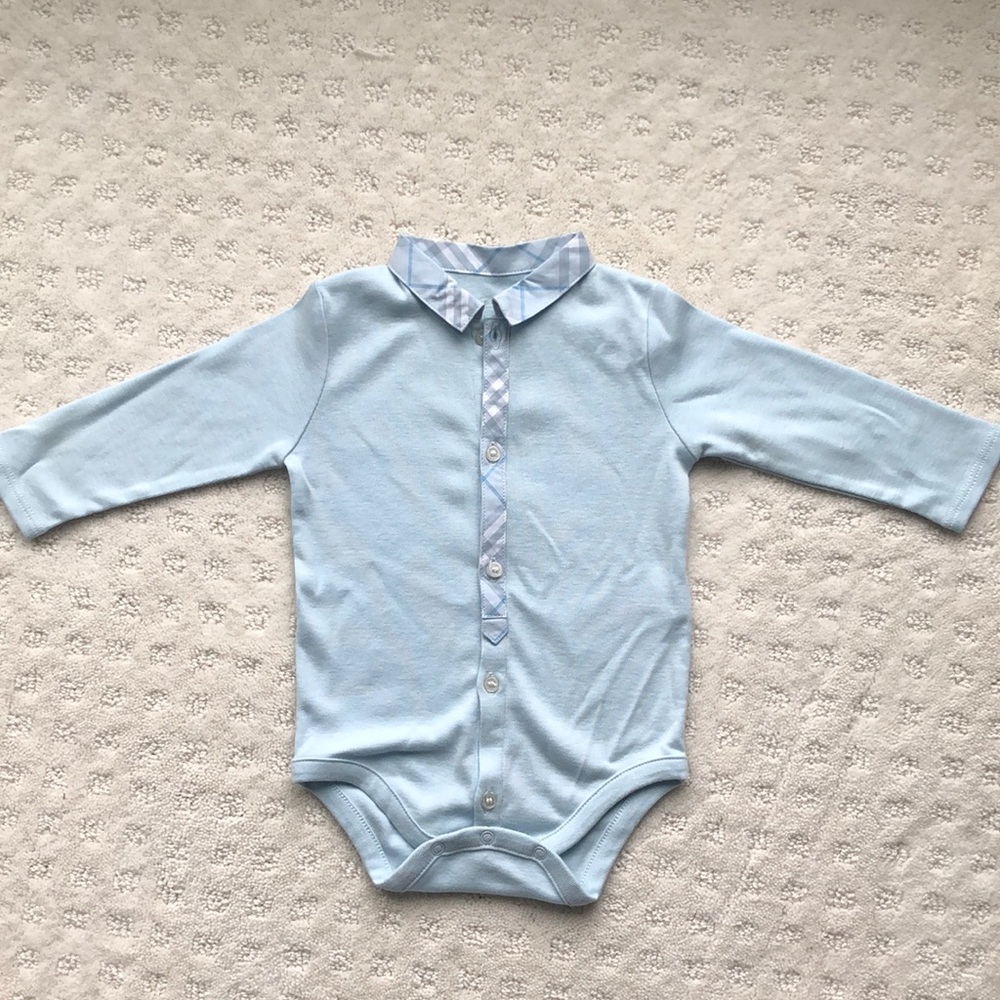 Like new! Burberry light blue onesie- worn once